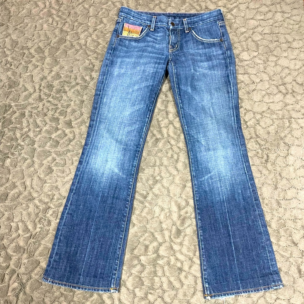 Citizens Of Humanity Medium Blue Bootcut Jeans with Light Whiskering
